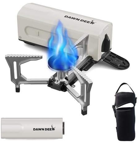 Dawn Deer Portable Cassette Stove with Delicate Storage Bag, Folding Camping Stove, Compact Camping Stove, 2200W Foldable Butane Gas Burner, White