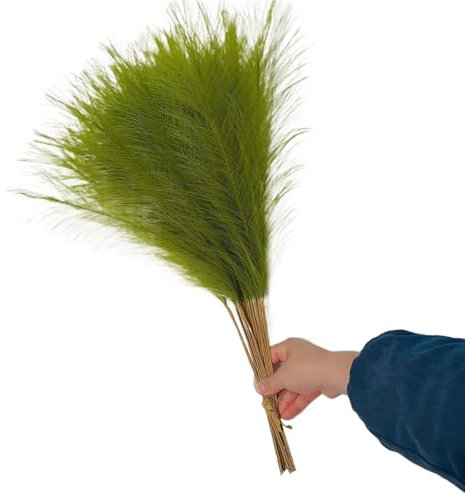 EQEQE Artificial flowers,silk flowers,55CM 5PCS Fluffy Grass Decor Flower Fake Plant Reed Simulated Wedding Party Home Decoration(Grass Green)