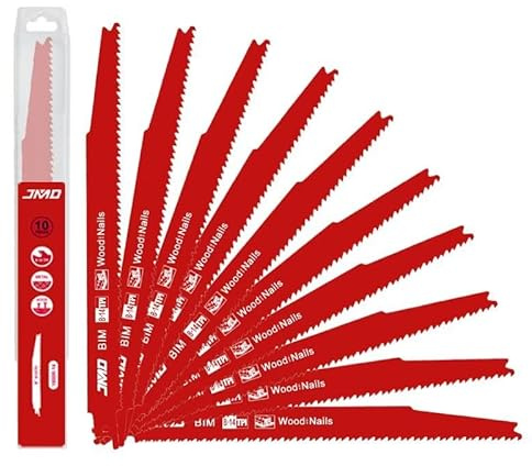 10 piezas / 1 juego de hojas de sierra alternante para podar madera y corte de PVC para corte de metal, hojas Sawzall para demolición de madera dura y metal, 230 mm, 8-14TPI