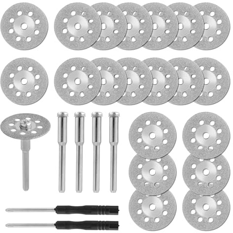 Diamond Cutting Disc Cutter 20Pcs for Dremel Rotary Tool Diamond Cutting Wheels Cut Off Discs with 3mm Mandrel for Rotary Tool Polishing Glass Ceramics Tiles Marble Metal Jade Gem Stones