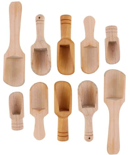 POPETPOP 10piezas Cucharas De Madera Para Sal Cucharas Pequeñas Multifuncionales Para Condimentos Té y Utensilios De Cocina De Madera Artesanal