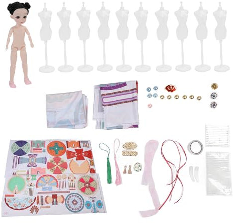 GLOGLOW Chinesisches Hanfu -Spielzeug, Hanfu -Kleiderdesigner -Kit mit 10 Mannequins Stoffzubehör ohne Nähen für, um Kostüme zu Kreieren, die Hanfu -Kultur Erforschen