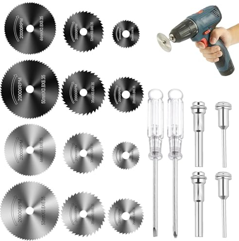 CLDURHGE Dischi da Taglio HSS per Sega Circolare – Set 6 Lame circolari in Acciaio ad Alta velocità con Accessori – Ø22-50mm – Nero/Argento – per Legno, plastica, Metallo, Utensili rotativi