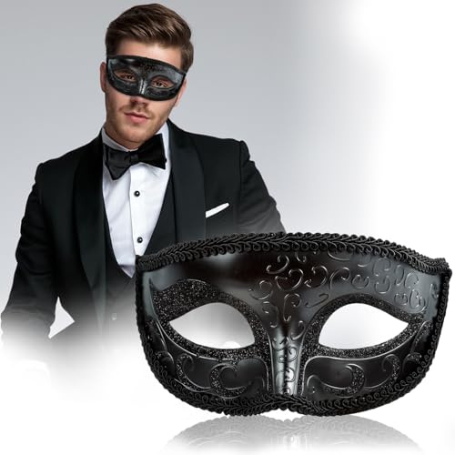 Venezianische Maske Herren Maskenball-Maske für Herren Schwarz Venezianischen Retro-Maske Venezianische Maske für Halloween Karneval Party