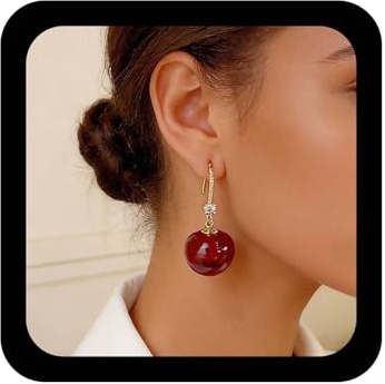 Enautoabs Rote Kristall Kirsche Dngle Ohrring Rote Kirsche Tropfen Ohrring Niedlich 3d Frucht Ohrringe Große Kirschen Straßstein Ohrringe Schmuck Für Frauen