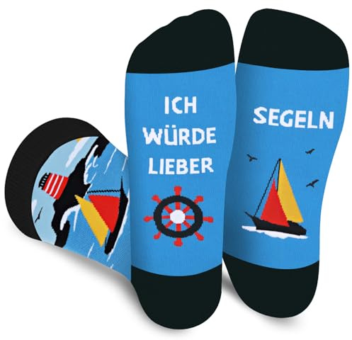 AGRIMONY Lustige Socken Herren - I'D RATHER BE Bunte Socken Männer Jungen Witzige Geschenke Weihnachten Ostern Geschenkideen