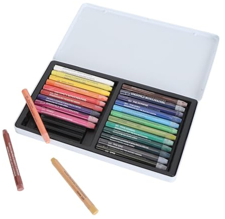 SUNGOOYUE Juego de Crayones de Acuarela Artística, Barras Multifuncionales de Primera Calidad para Diversas Superficies, Caja de Metal de 36 Crayones para Creaciones Artísticas (24 colores)