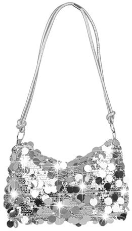 JENCVNL Damen Glitzer Tasche, Clutch Glitzer Pailletten Tasche Silber Schwarz Gold Clutch Abendtasche Elegante Taschen Pailletten Handtasche mit Reißverschluss für Prom Hochzeit Party Bankett