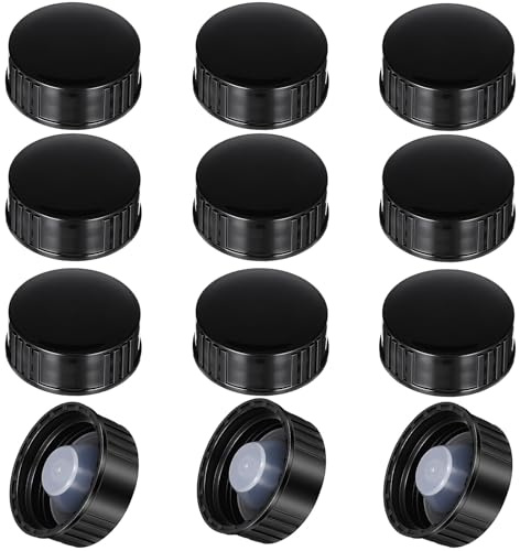 12 Pack 28mm Bottle Caps Growler Caps, Resin Black Seal Screw Cap Beer Bottle Cap Compatible fo Glass Jugs Replacement, Food, Cosmetics Bottles