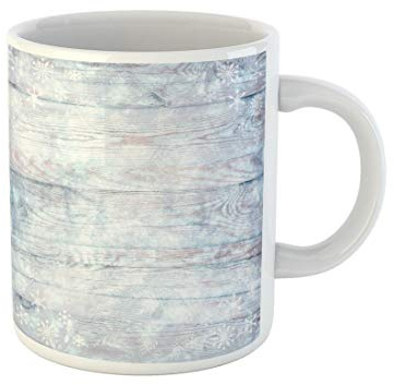 Fiocchi Di Neve Invernali In Legno Vintage, Luce Bianca Natalizia Shabby Chic Tazza Mug Durevole Tazze Di Caffè Novità Tazze Da Tè Regali Divertenti Per Colleghi Fidanziati 330Ml