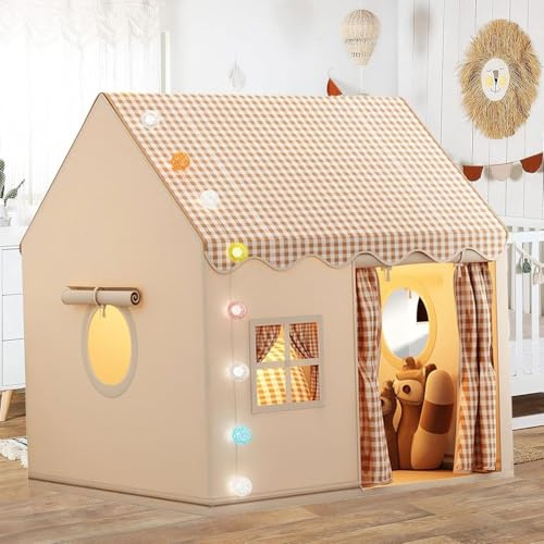 Kinder Spielhaus Indoor, Kinderzelt Spielhaus,Spielzelt für drinnen und draußen, Prinzessin Zelt mit Fenstern, Kinderspielhaus, Kinderzimmer Dekor für Kleinkinder Jungen Mädchen 3-13 Jahre