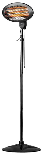 Daewoo 2000W Electric Patio Heater with 3 Heat Settings, Freestanding or Wall Mountable, Quartz Heating Element, IP34 Weather Resistant, Adjustable Height, Outdoor Use, 50x50x210cm