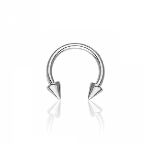 eeddoo Piercing Hufeisen mit Stacheln Silber Edelstahl Stärke: 1,2 mm Durchmesser: 7 mm 3 mm