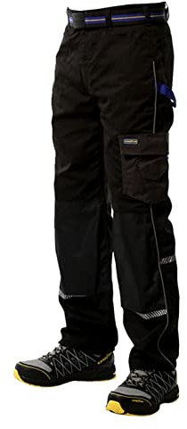 Goodyear Herren Reflective Trim Dreiergruppe nähte Multi-Werkzeug-Taschen Moderne Fracht Kneepad Taschen Arbeitssicherheit Hosen, Schwarz, 36 Waist Reguläres Bein (31 )