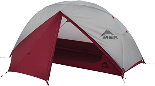 MSR Elixir Lightweight Backpacking Tent, Tenda Zaino in Spalla Unisex, Grigio/Rosso, 1 Persona