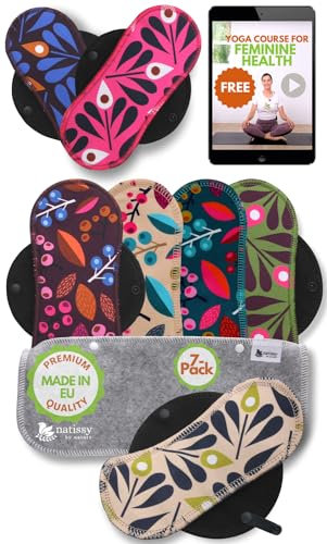 Slipeinlagen waschbar bio Baumwolle; 7-Pack (Größe S) Baumwoll Waschbare Slipeinlagen dünn MADE IN EU; wiederverwendbare Stoff Slipeinlagen; Washable Panty Liners für Ausfluss; NICHT bei Periode