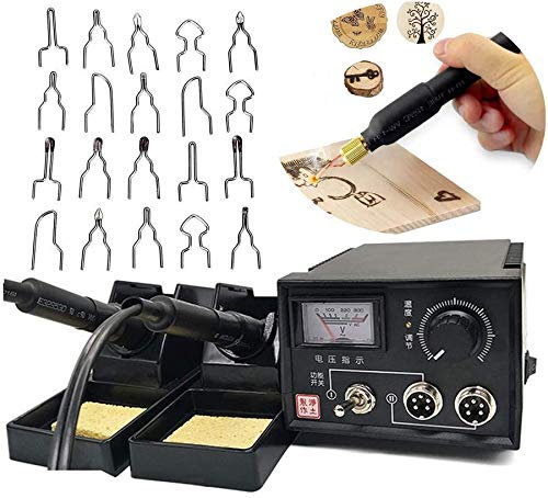 Mingfuxin Pyrography Machine 220V/60W Kürbis Holzverbrennungsset Mit 20 Stück Pyrography Drahtspitzen (Zeiger Mit Doppelstiften)