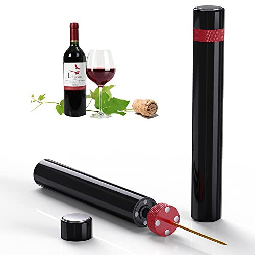 Quntis Sacacorchos Vino Profesional, Abrebotellas Vino Abrebotellas de Presión de Aire Abridor de Vino, Abridor de Acero Inoxidable, Bomba de Botella Regalo Mujer Hombre para Fiesta Cumpleaños-Negro
