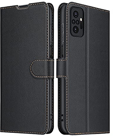 ELESNOW Hülle für Xiaomi Redmi Note 10 Pro, PU Leder Klappbar Wallet Handyhülle Schutzhülle Tasche mit Kartenfach, Standfunktion, Magnetisch für Xiaomi Redmi Note 10 Pro Hüllen (Schwarz)
