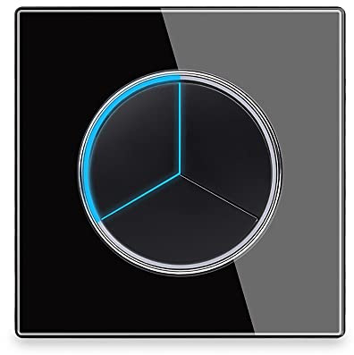 Circle 1/2/3/4 gang 2 way Push Button Wall Light Switch Glass Frame Light LED Indicator (black 3 gang 2 way)