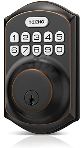 TEEHO TE001 Keyless Entry Door Lock with Keypad - Smart Deadbolt Lock for Front Door with 2 Keys - Auto Lock - Easy Installation - Oil-Rubbed Bronze