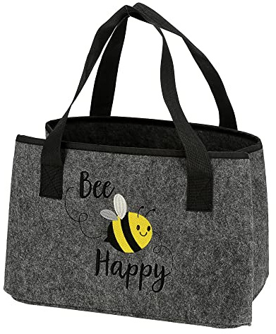 Förvaringsväska bi Bee Happy │ filt 40 x 26 cm │ shoppingväska handtag korg bärväska