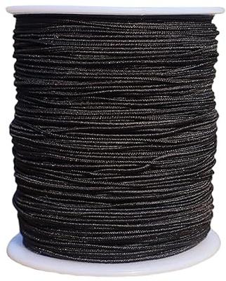 Cordoncino elastico nero da 1 mm, filo elastico per perline, per la creazione di gioielli e bracciali, 100 metri/rotolo