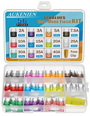 AUKENIEN Mini Fusibles Coche 2 3 5 7,5 10 15 20 25 30 35 40 Amperios 12V Kit Surtido de Fusible Coche para Automovil Autocaravana Caravana Camper