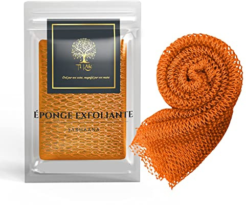 Sarhaana Djampe afrikanisches Duschnetz, Badeschwamm, Peeling-Handschuh, Toilettenblume, XL, Zubehör für Damen, Herren, Kinder, Körperpeeling (ORANGE)