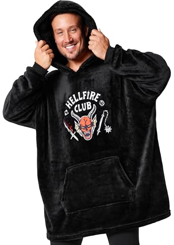 Stranger Things Hoodie Decke für Männer und Teenager, Hellfire Club Fleece Hoodie Decke mit Ärmeln - Geschenke für Männer