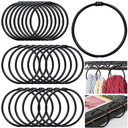 Anillos de Cortina, 24 Piezas Anillos de Cortina Que se Pueden Abrir, Ganchos de Cortina de Ducha de 50 mm de Diámetro Interior, para Ganchos de Cortina de Ducha, Ganchos de cCortina (Negro)