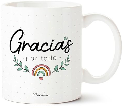 Manahia Taza Personalizada - Gracias por todo - Con caja de regalo en kraft - Impresa en Francia - 330 mL, Cerámica - Regalo de agradecimiento