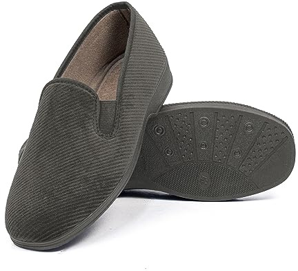 COZSERIES Zapatillas de Casa Hombre Invierno | Mocasines de Paño con Forro de Felpa Caliente | Pantuflas Térmicas Ortopédicas | Suela de Caucho Antideslizante Silenciosa | Hecho en España | Gris
