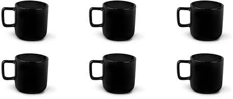 Excelsa Nordic Set mit 6 schwarzen Kaffeetassen, Keramik, Steingut, Fassungsvermögen 80 ml.
