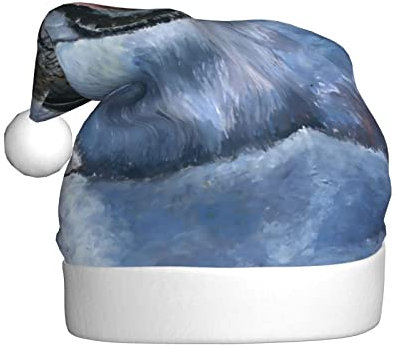Jmorco Harfe Siegel Malerei Tapete Gedruckt Weihnachtsmütze Für Erwachsene, Unisex Weihnachtsmann Hut Xmas Urlaub Hut Für Weihnachten Neujahr Festliche Urlaub Party