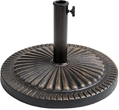 C-Hopetree 18 kg Heavy Duty Round Base Stand for Outdoor Patio Market Table Garden Parasol Umbrella, Bronze