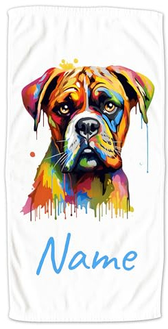GRAZDesign Handtuch Hund mit Namen personalisiert Boxer für Kinder & Erwachsende, Badetuch Saunatuch in Zwei Größen - 140x70cm
