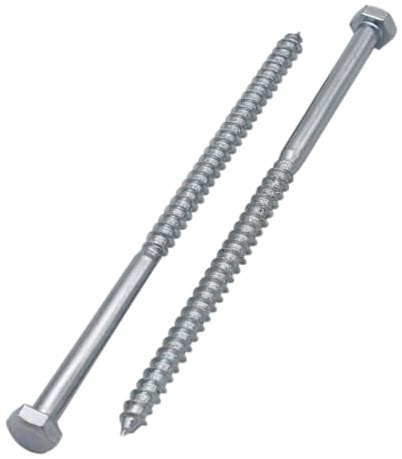 SKIR'CO (60 pièces) Vis à bois à tête hexagonale en acier zingué M5 x 100 mm, tire-fond DIN 571, vis hexagonales, tire-fonds