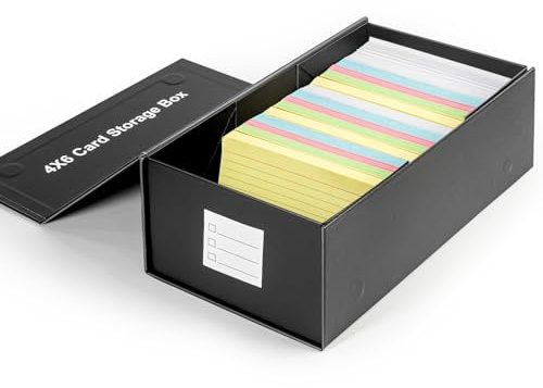CollectHall 4x6 Index Card Holder Storage Box, Index Card Holder Organizer, 4x6 Recipe Card Box- 1 Pack
