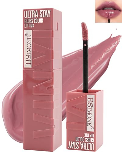 Flüssiger Lippenstift Glänzend, Non-Transfer Liquid Lipstick Langanhaltender Wasserfester Nicht Klebender, SuperStay Glossy Natürlich Finish Vinyl Ink Lippen Make Up mit 16 Stunden Halt für Frauen-03
