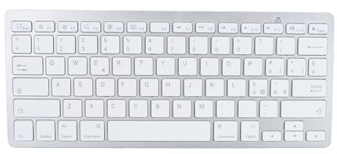 Bewinner Tastiera Bluetooth Wireless, Tastiera Ultrasottile Compatta Portatile, Universale Bilingue per Laptop, Tablet, Telefono (Disposizione QWETZ italiana)
