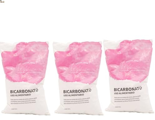 BricoLoco.com Bicarbonato de Sodio ecológico para huerto, Plantas. Pack 3x1 kg. Bicarbonato sódico Limpieza. En Piscinas, regulador PH y Anti Algas. Fungicida insecticida Natural (3x1 kg)