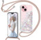 TUUTPU Handyband für iPhone 13 Mini 5,4'' Hülle mit Band, Glitzer Treibsand Handyhülle mit Kordel zum Umhängen Transparent Stoßfest Schutzhülle mit Kette Schnur, Quicksand Necklace Case in Roségold