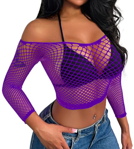 Buitifo Kvinnor sexig utskuren kort topp underkläder nätbody babydoll bikini strand täcka, Färg: blå, M