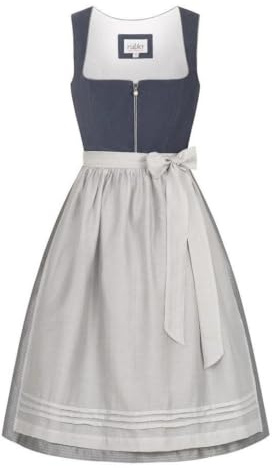 Nübler Damen Dirndl Katharina I Größen 30-48 I Midi-Dirndl mit Rocklänge 70 cm & passender Schürze I Festliches Trachtenkleid mit modernem Schnitt & dezenten Details I Ideal für Festlichkeiten