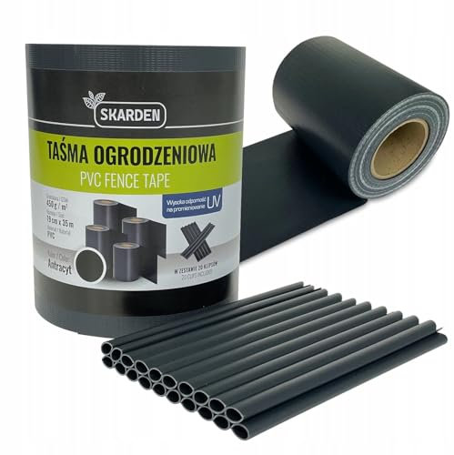 Sichtschutzstreifen für Doppelstabmattenzaun 19cm x 35m – Wasserdichte Zaunblende für Doppelstabmattenzaun, Gartenzaun Sichtschutz, Inkl. Befestigungsclips - Anthrazit - 450g/m2