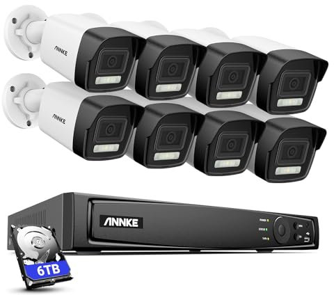 ANNKE 4K Kit Camera Surveillance, 8 x 8MP Camera Poe avec 16CH 6To NVR H.265+, Détection Personne/Véhicule, IP Camera Étanche IP67 avec Vision Nocturne 30M, Camera Enregistrement 24/7 et Audio