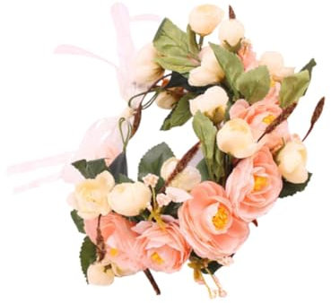 Baluue 1stück Blumenkranz Haarschmuck Mit Imitationsblumen Für Hochzeiten Festivitäten Und Fotoshootings Beigefarbener Haarreif Für Damen Für Braut Und Partys