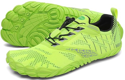SAGUARO Barfotaskor minimalistiska herr dam utomhus och inomhus multisportskor - mjuk bekväm och lätt, Chartreuse grön, 43 EU