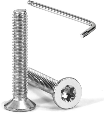 Tunejoy 20 Stück Senkkopfschrauben Torx M4 x 25 mm Senkschrauben Edelstahl A2 V2A Maschinenschrauben Senkkopf Innensechskant Vollgewinde mit T20 Inbusschlüssel